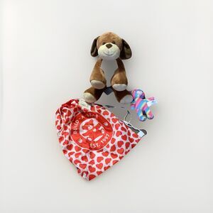 Puppy Dog Build A Bear Brown Tan Soft Plush Stuffed Animal Rainbow Mini Bear Bag